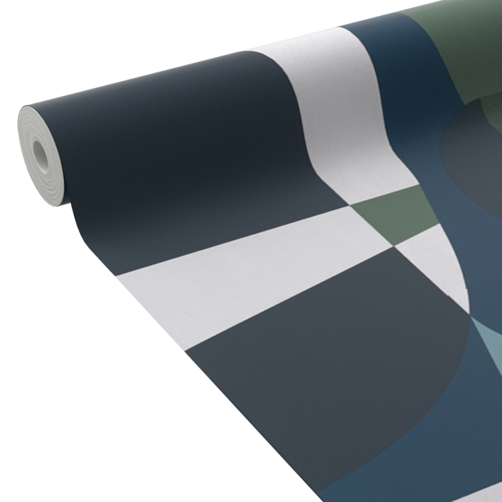 4MURS Papier peint intissé Firisco Bleu nuit, bleu azur et kaki