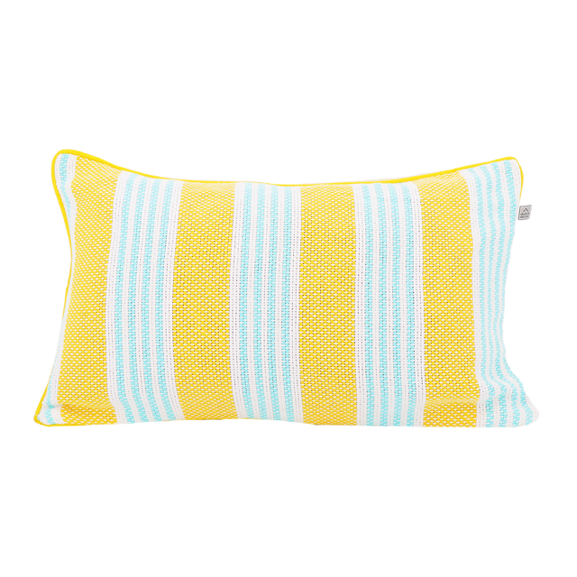 Coussin GRASSO coloris jaune/bleu 30 x 50 cm
