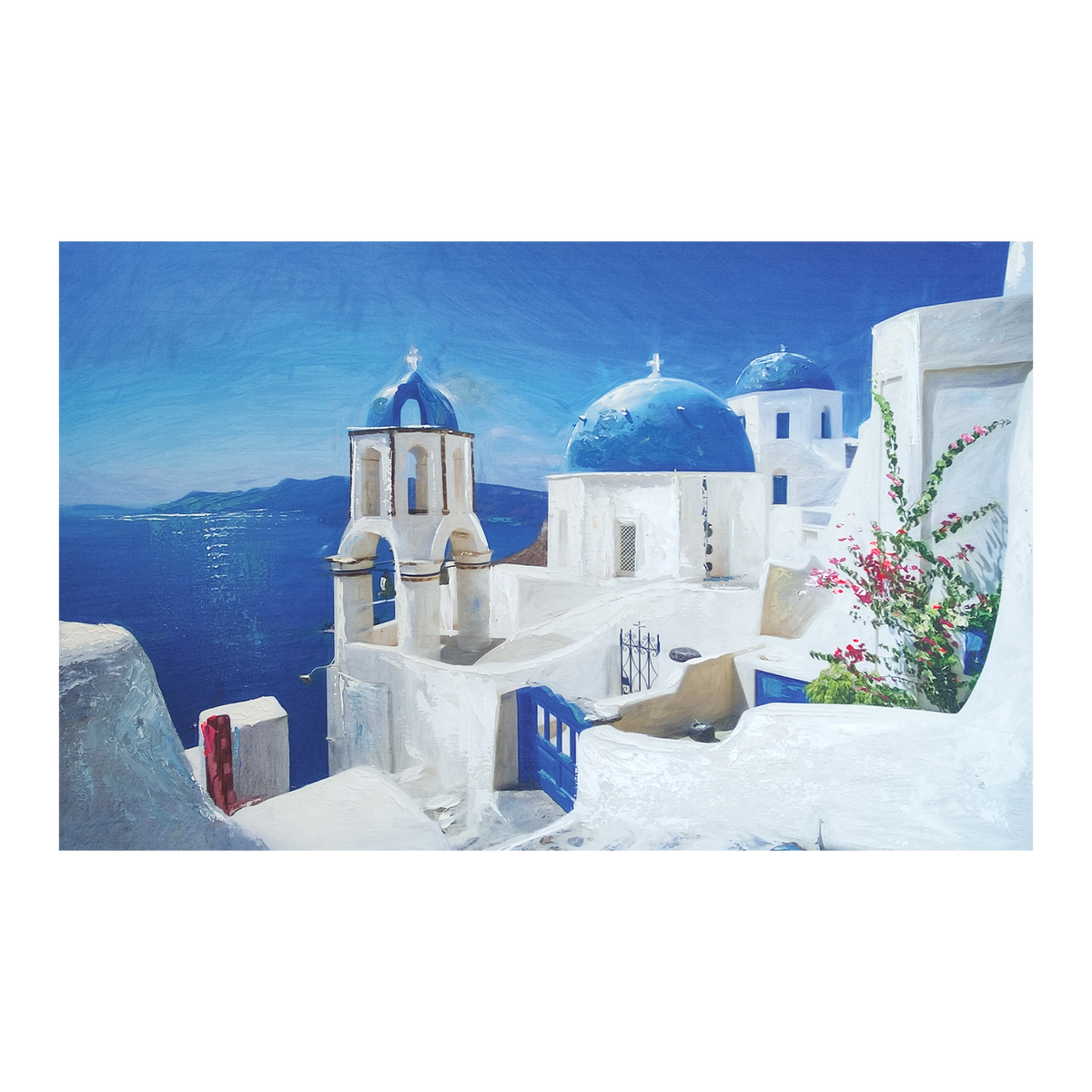 4MURS Toile peinte Santorini Bleu / blanc