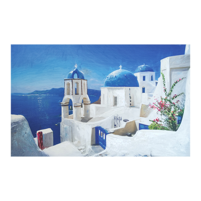 4MURS Toile peinte Santorini Bleu / blanc