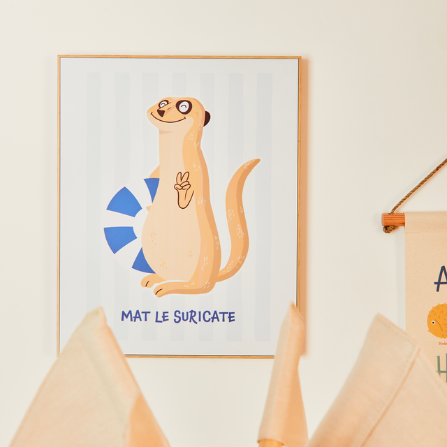 4MURS Tableau MAT LE SURICATE coloris jaune/bleu