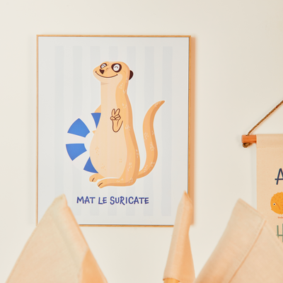 4MURS Tableau Mat le suricate Jaune / bleu