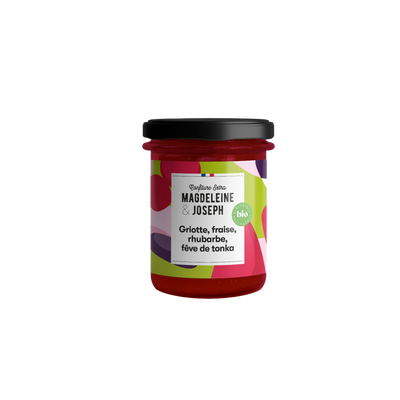 MAGDELEINE ET JOSEPH Confiture Griotte, fraise, rhubarbe, féve de tonka 240G