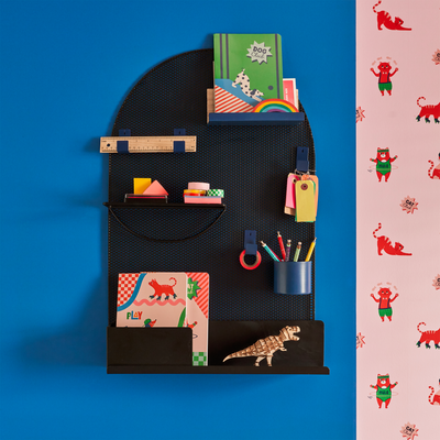 AMADEUS CADES Etagère murale métallique Brady Noir / bleu / bois