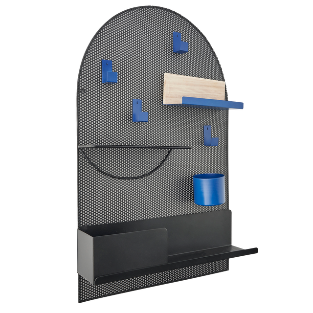 Amadeus Cades Etagère métallique BRADY Noir / bleu / bois