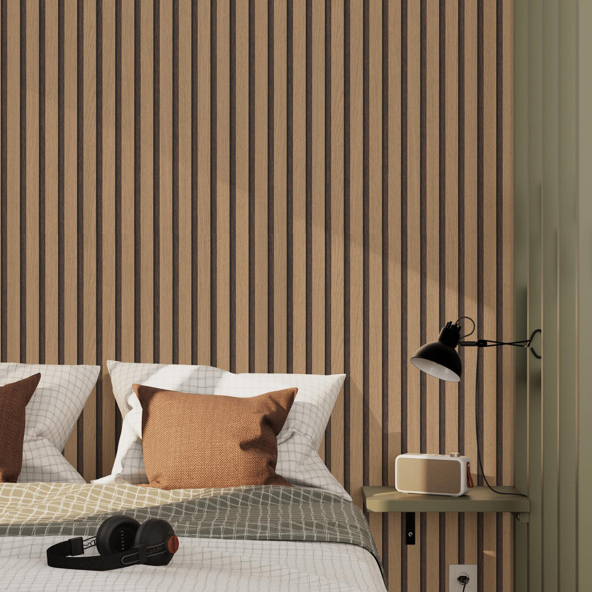 Papier peint intissé Tasseaux Bois clair