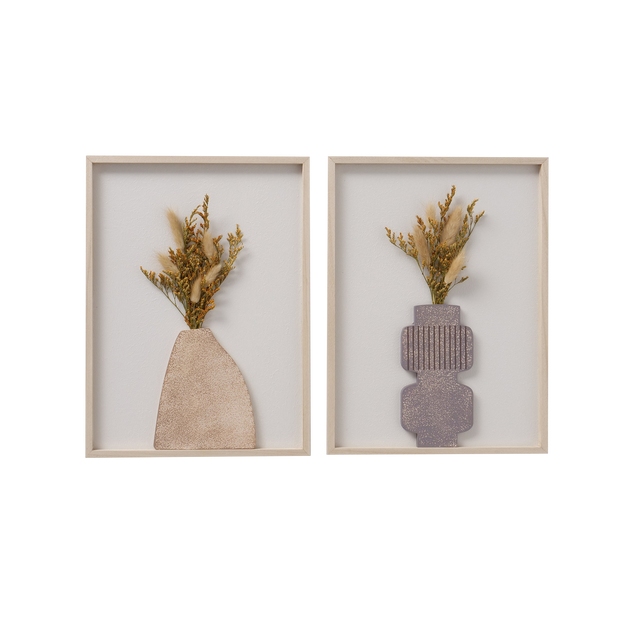 Décoration murale en bois AKALA Bois / Rose / Mauve