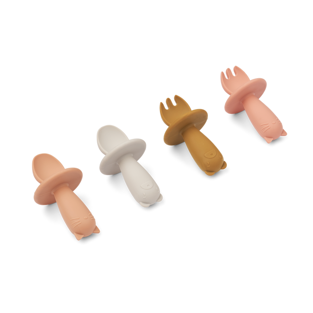 LIEWOOD Coffret couverts bébé ANIMAUX rose / blanc / jaune