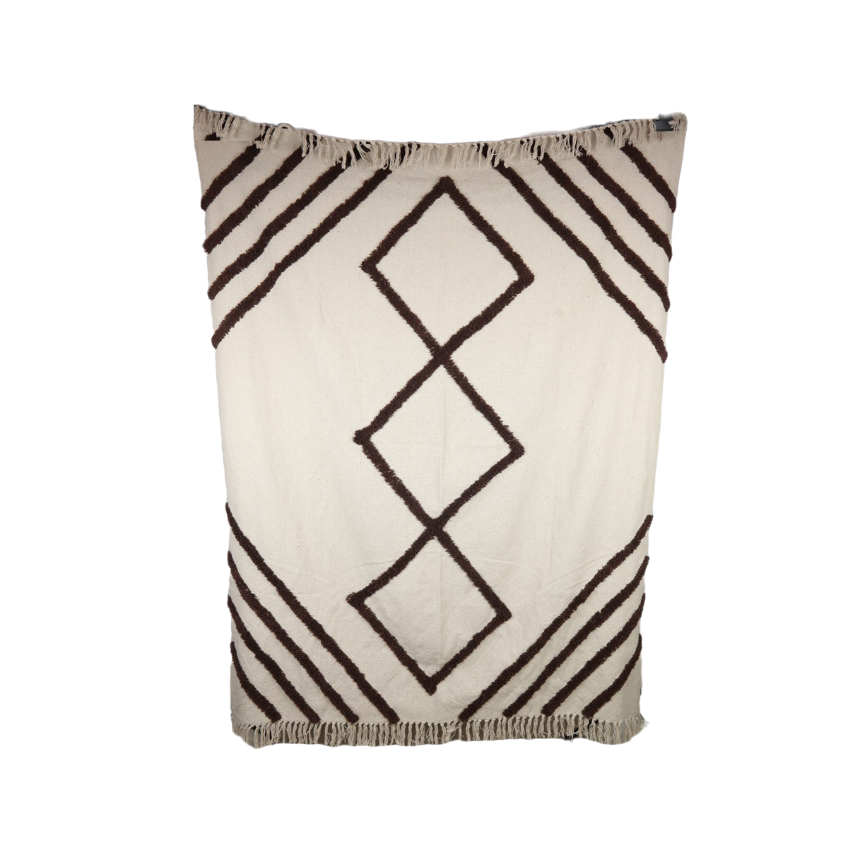 Plaid coton Rattan Blanc cassé/marron