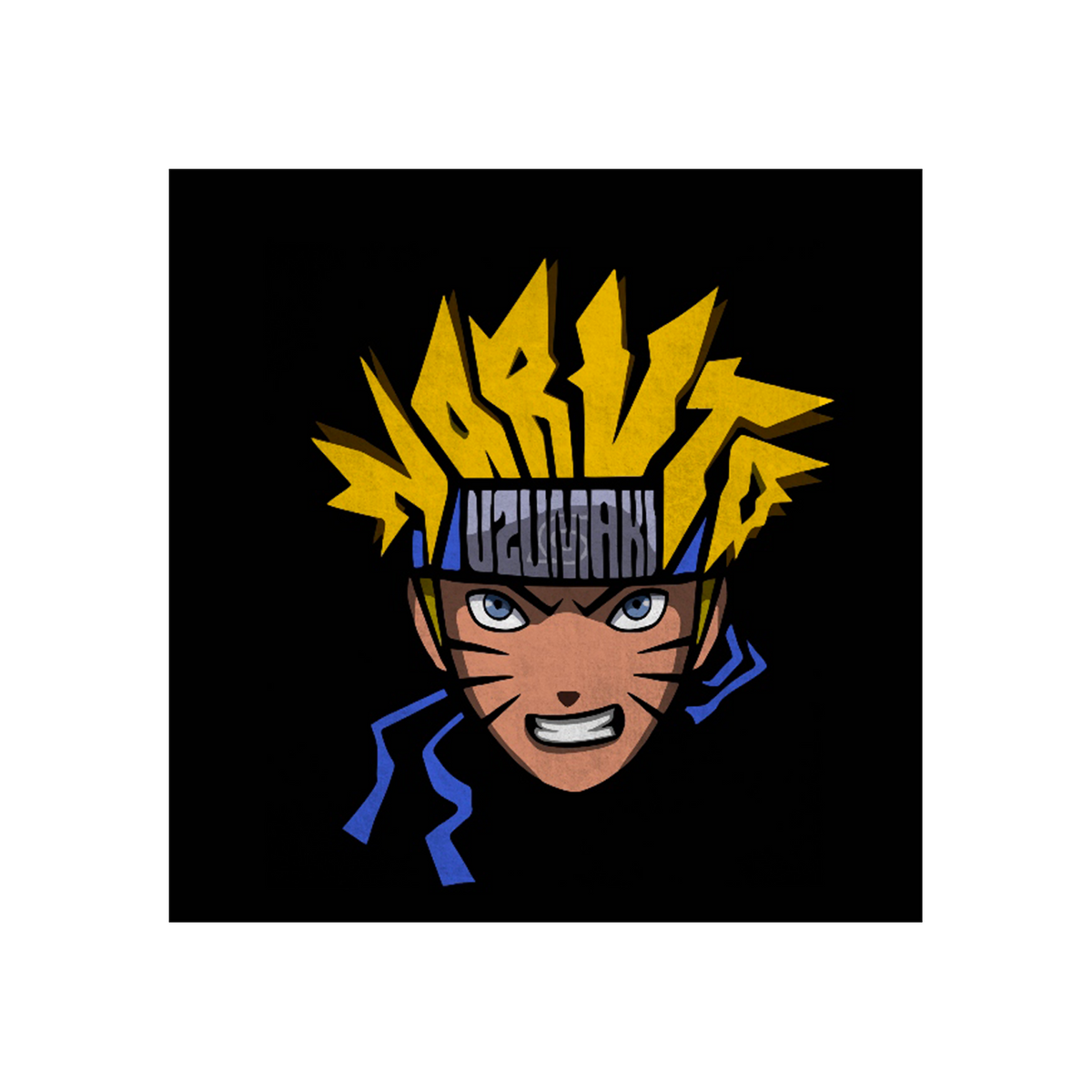 BLUE SHAKER Affiche Letters naruto Jaune, bleu et noir