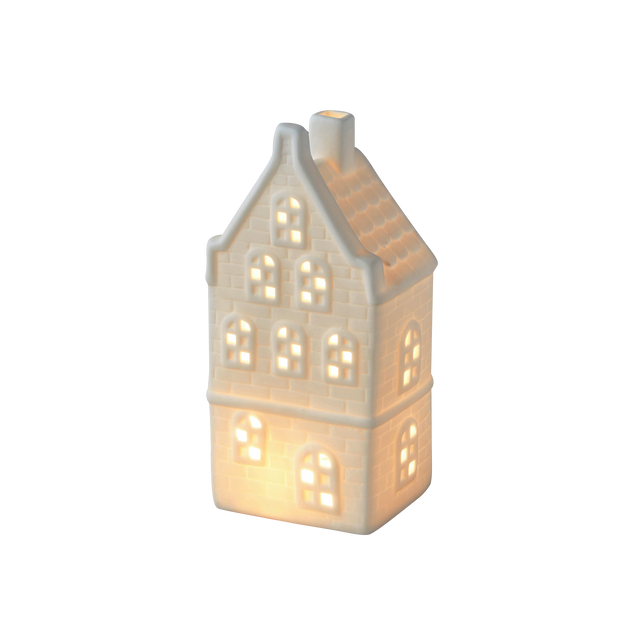 Objet lumineux HOUSE coloris blanc 18 x 9 cm