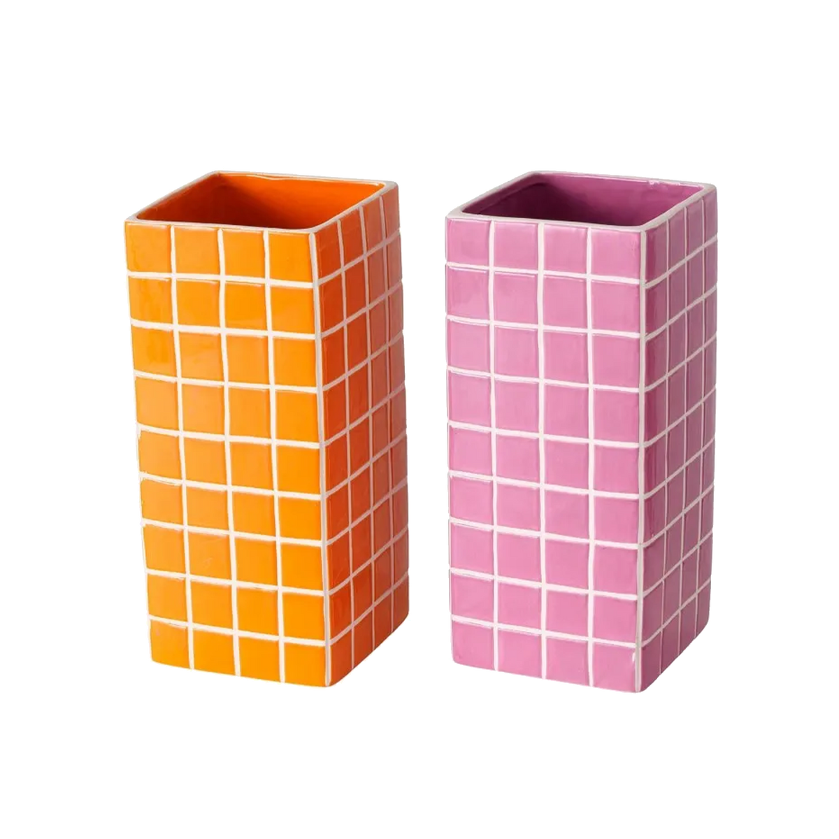 Vase Cubo Orange/rose