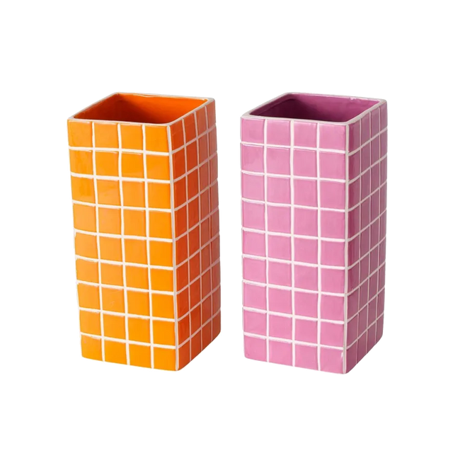 Vase CUBO coloris Orange/Rose