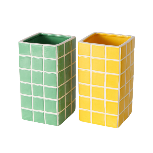 Vase CUBO coloris Jaune, Vert