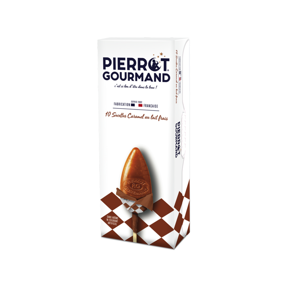 PIERROT GOURMAND Confiserie Étui sucettes caramel 130G