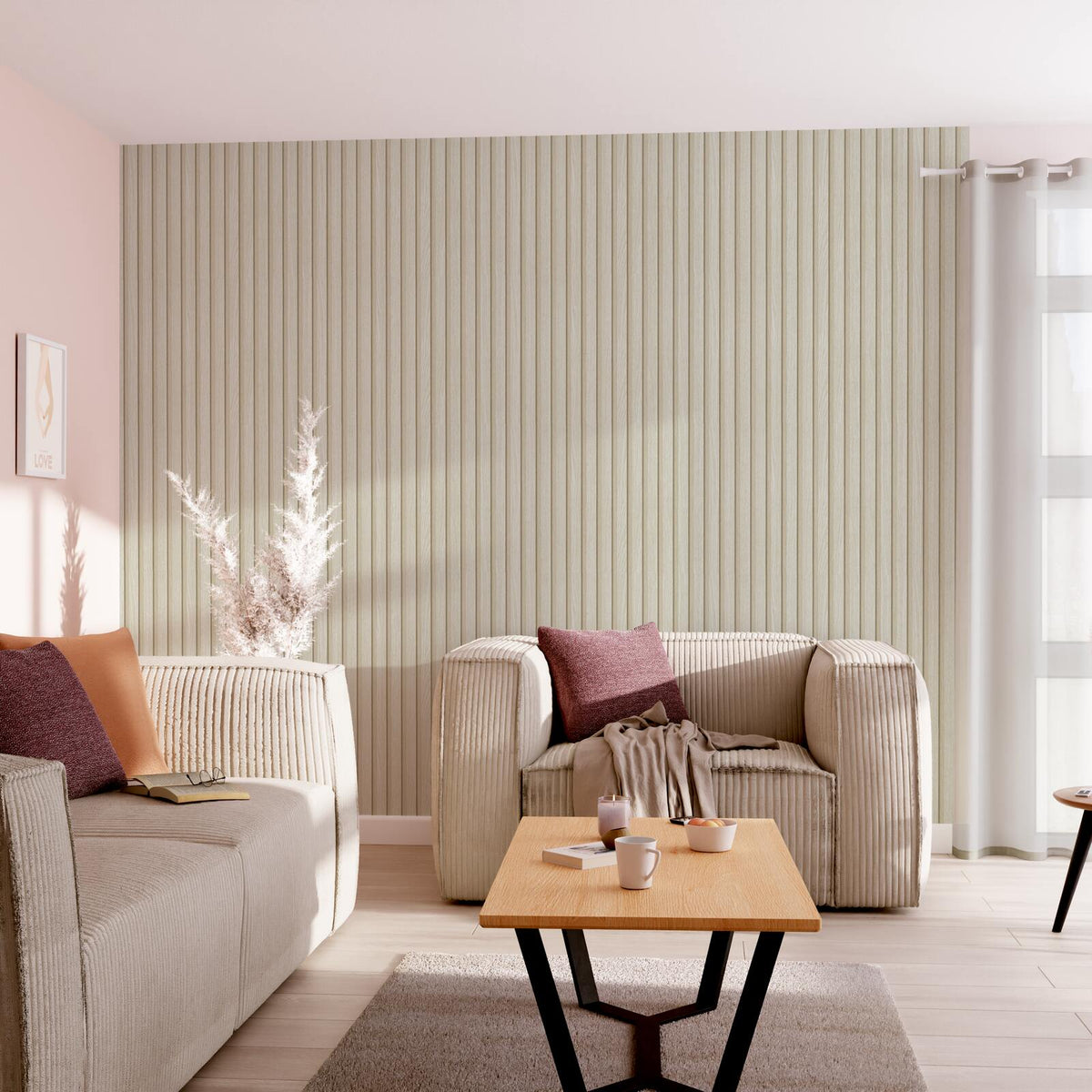 Papier peint intissé Tasseaux Beige clair