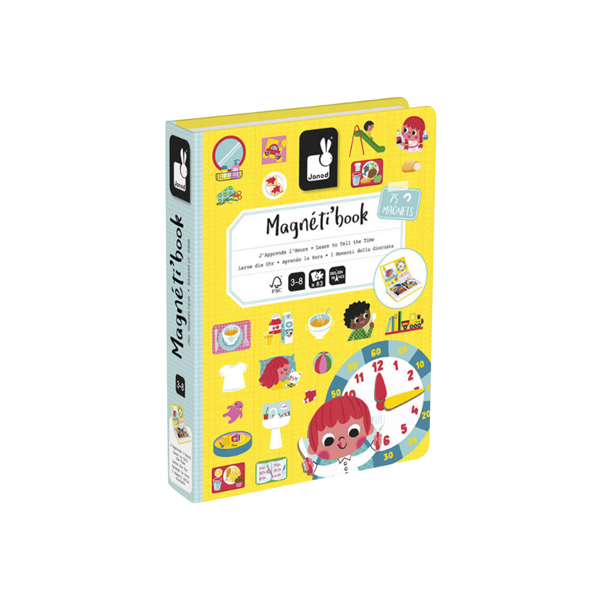JANOD Jeu éducatif Magneti'book j'apprends l'heure Jaune