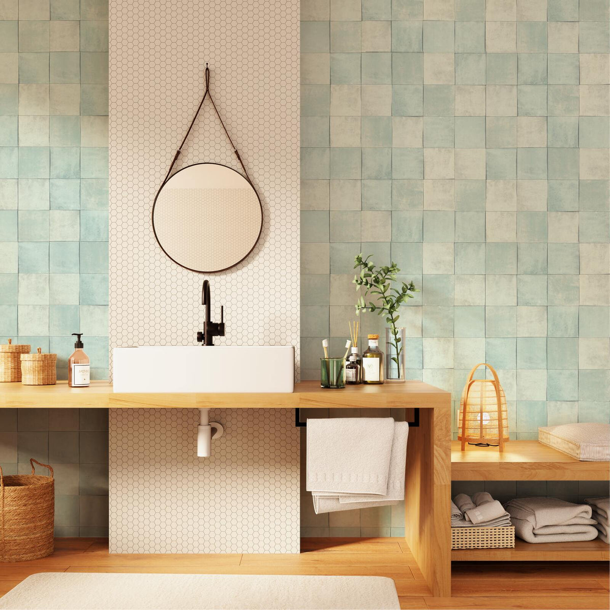 Papier peint intissé Carsten Bleu aqua