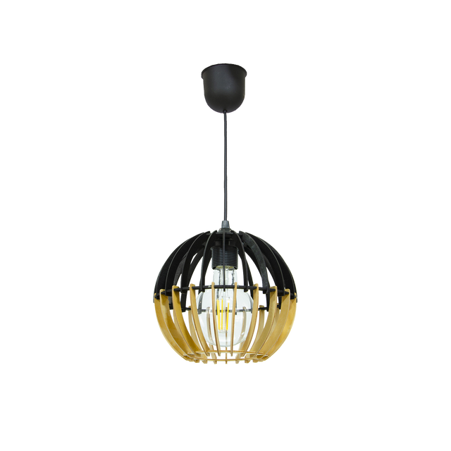 Suspension COBLENCE coloris noir et naturel 18,5 x 21 cm