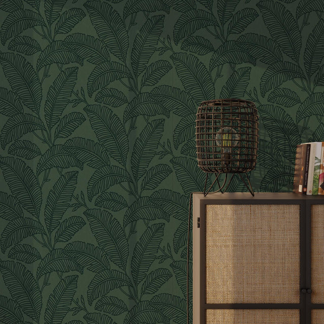 Papier peint intissé TEORA coloris Vert foncé