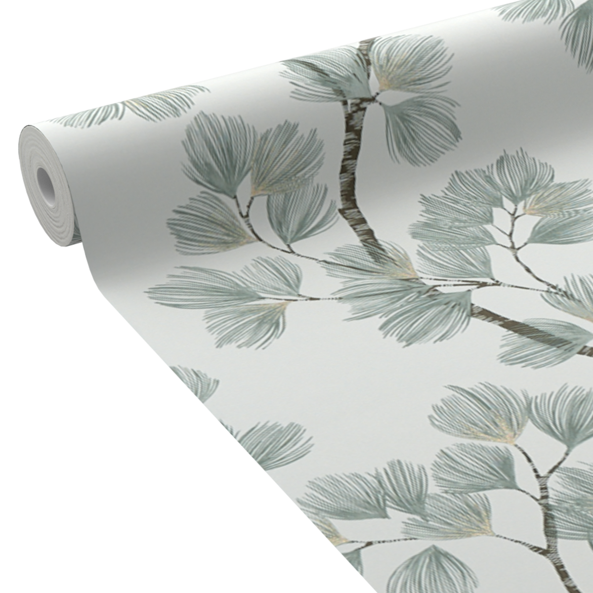 Papier peint intissé Albizia Vert de gris