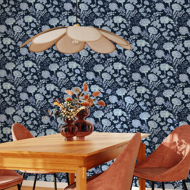 Papier peint intissé ISLEEN coloris bleu nuit