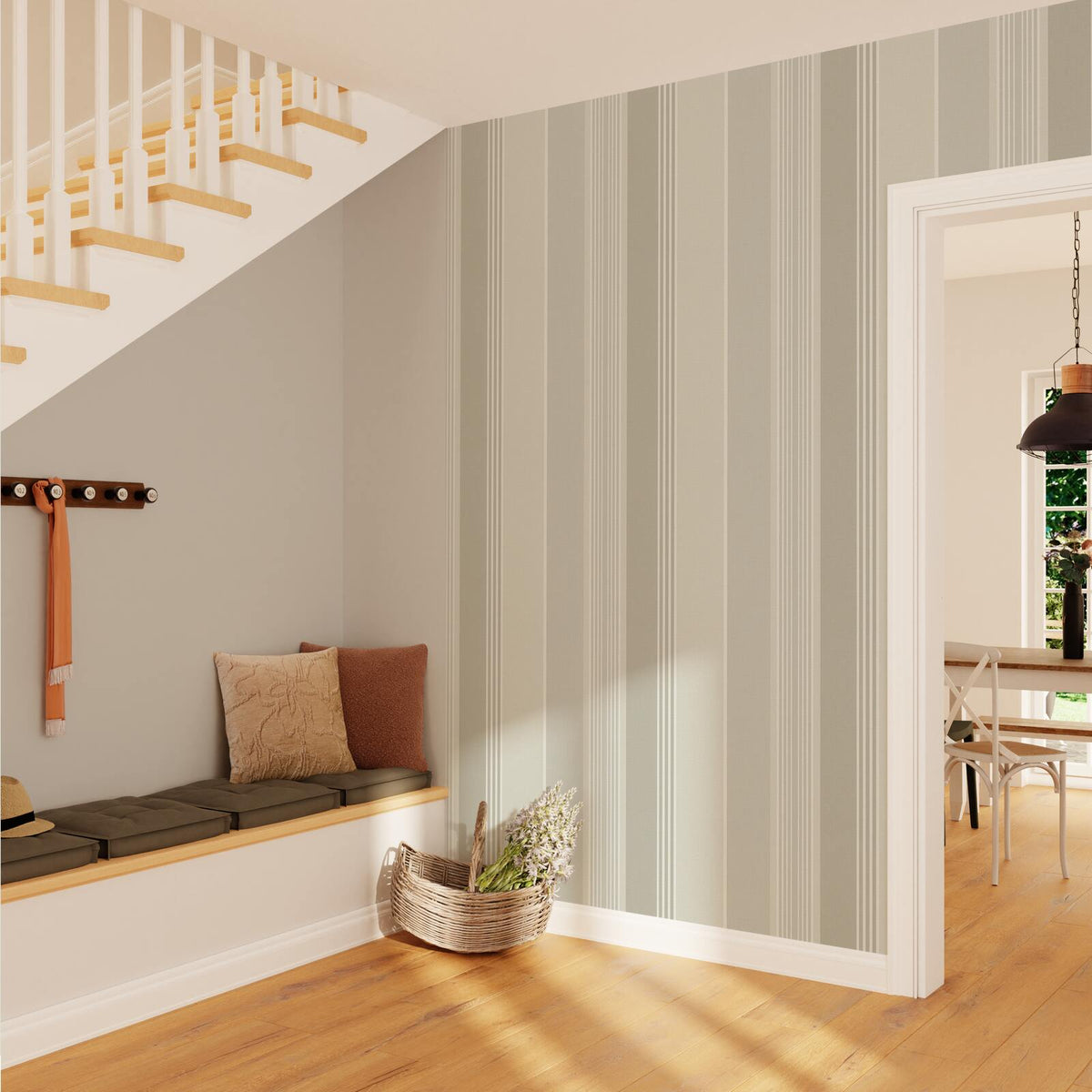 4MURS Papier peint intissé Florentine bayadère Beige taupe