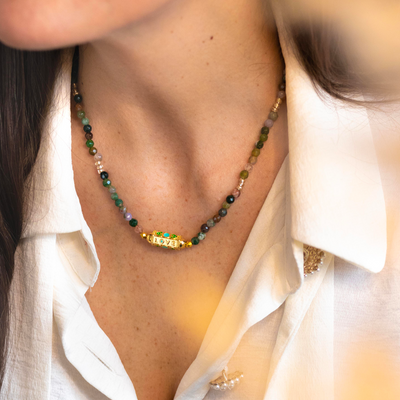 LA PETITE ÉPICERIE Kit création Mon collier en pierres naturelles d'agate indienne Rose