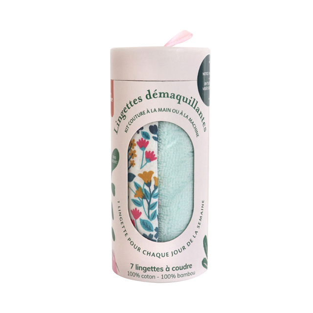 La Petite Epicerie Kit création KIT 7 LINGETTES DÉMAQUILLANTES À COUDRE bleu