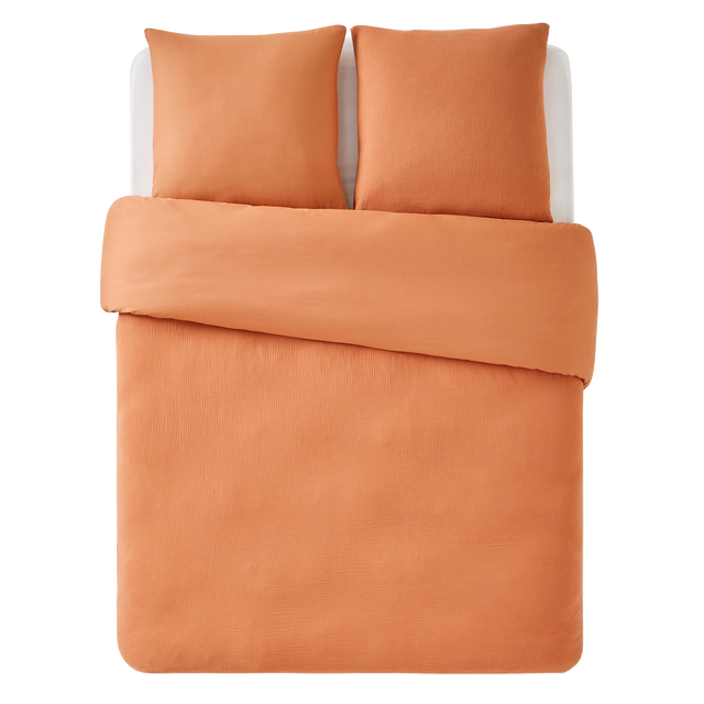 Parure de lit en gaze de coton ANOKIAS caramel 240 x 220 cm