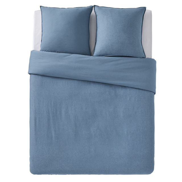 Parure de lit lin et coton lavé MACHA bleu mirage 240 x 220 cm