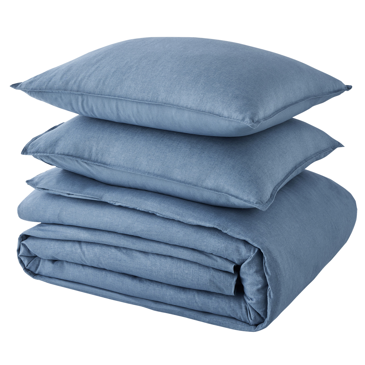 Parure de lit lin et coton lavé Macha Bleu mirage