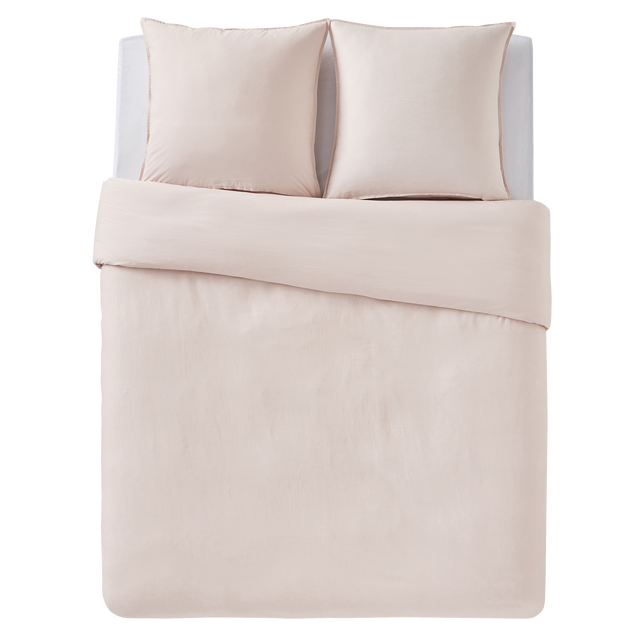 Parure de lit lin et coton lavé MACHA bois de rose 240 x 220 cm