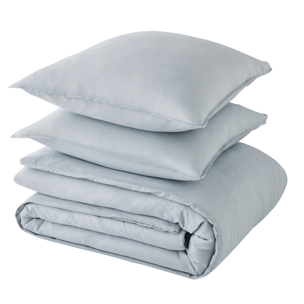 Parure de lit lin et coton lavé Macha Gris horizon