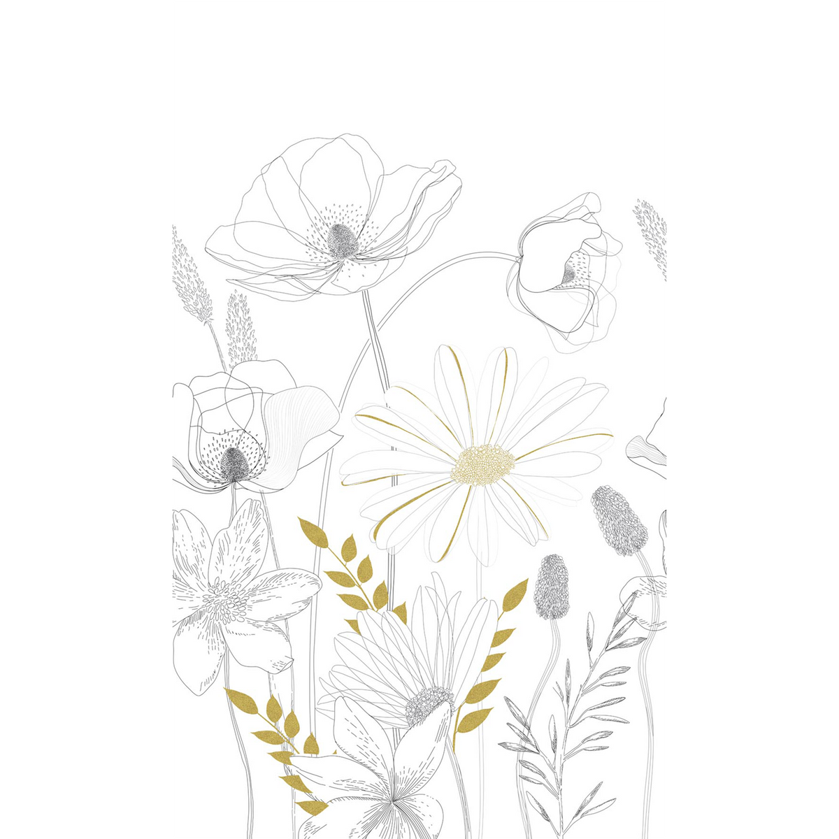 4MURS Papier peint panoramique L Nelya Noir, blanc et curry Satiné