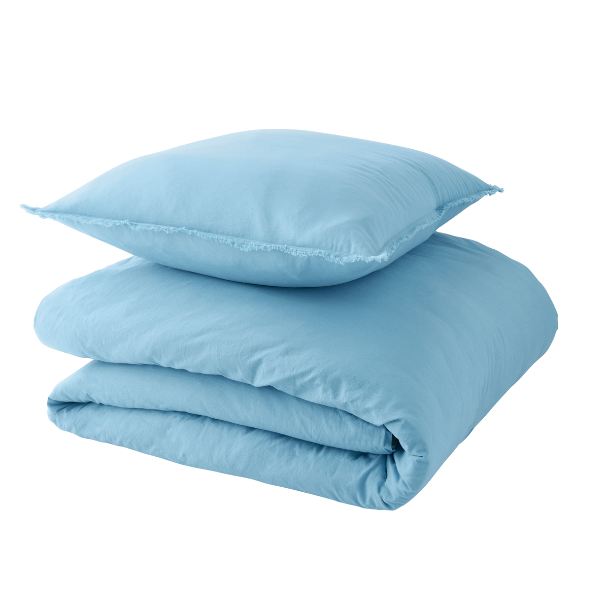 Parure de lit en coton lavé Zoha Bleu acier