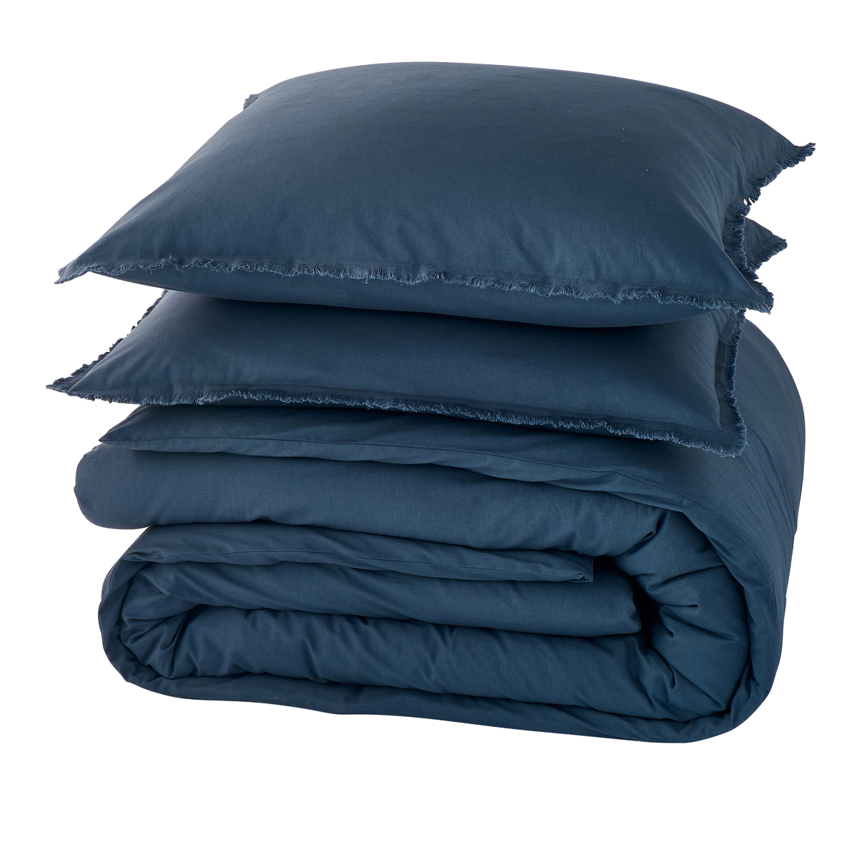 Parure de lit en coton lavé Zoha Bleu nuit