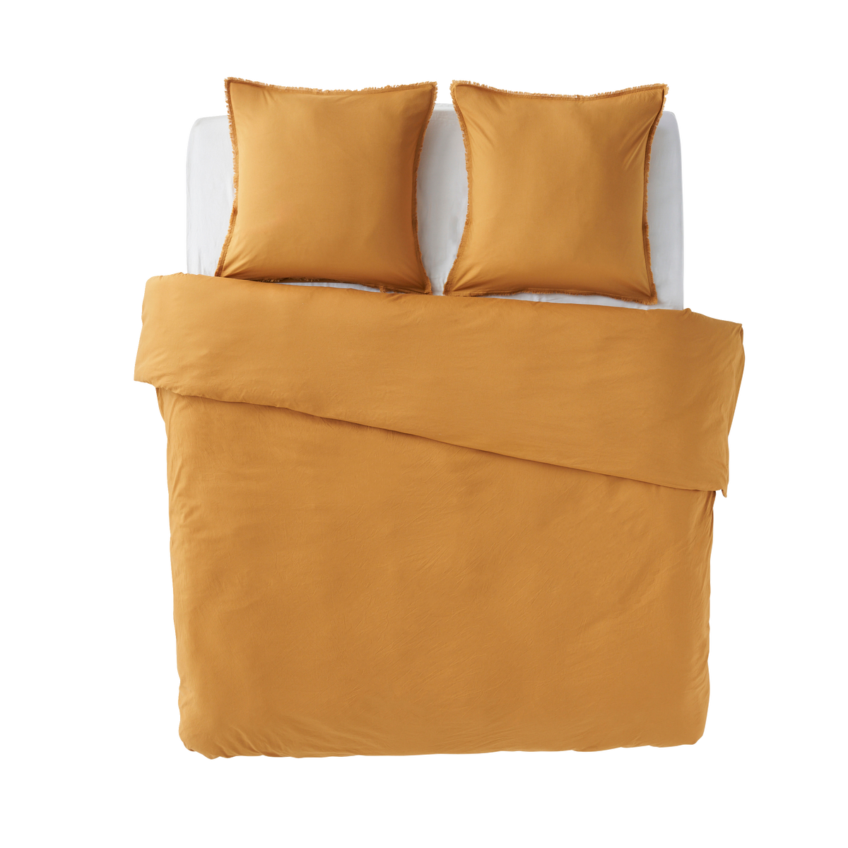 Parure de lit en coton lavé Zoha Caramel