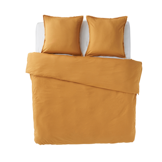 Parure de lit en coton lavé ZOHA caramel 260 x 240 cm