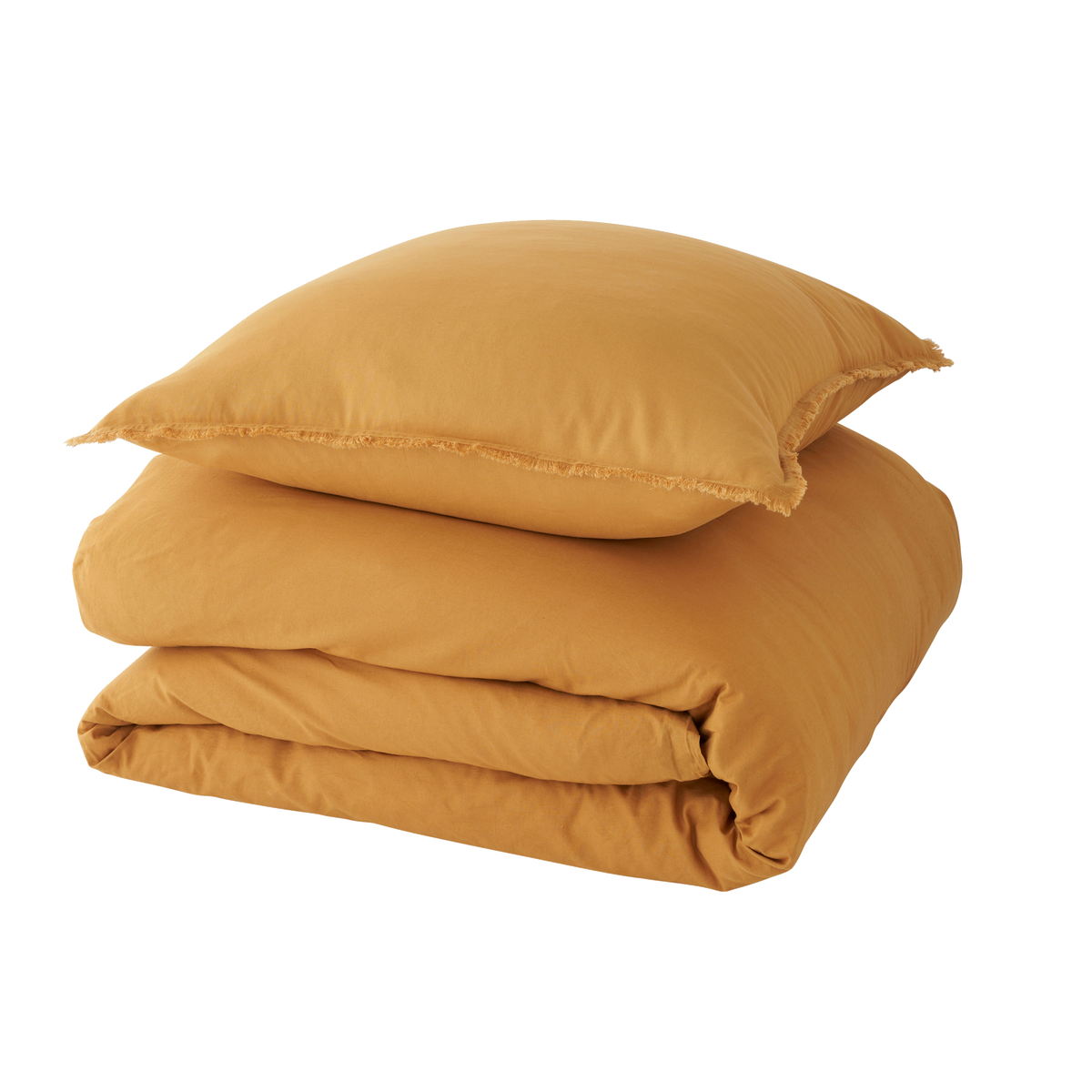 Parure de lit en coton lavé Zoha Caramel