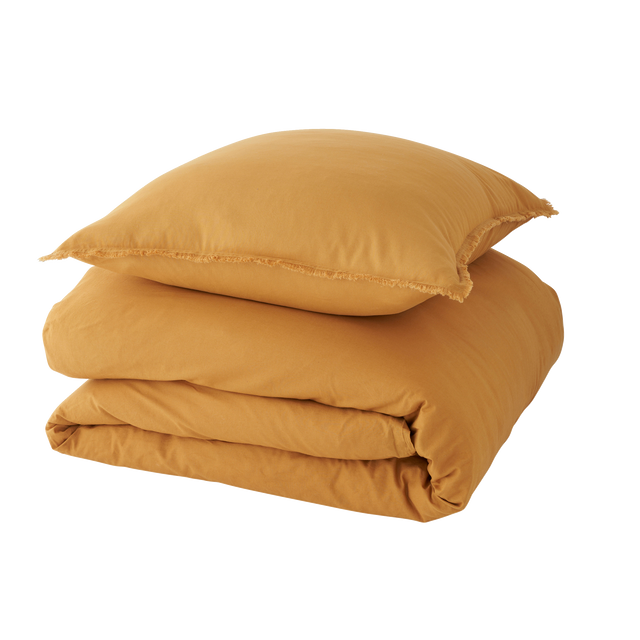 Parure de lit en coton lavé ZOHA caramel 260 x 240 cm