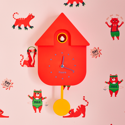 FISURA Horloge Maison coucou Rouge