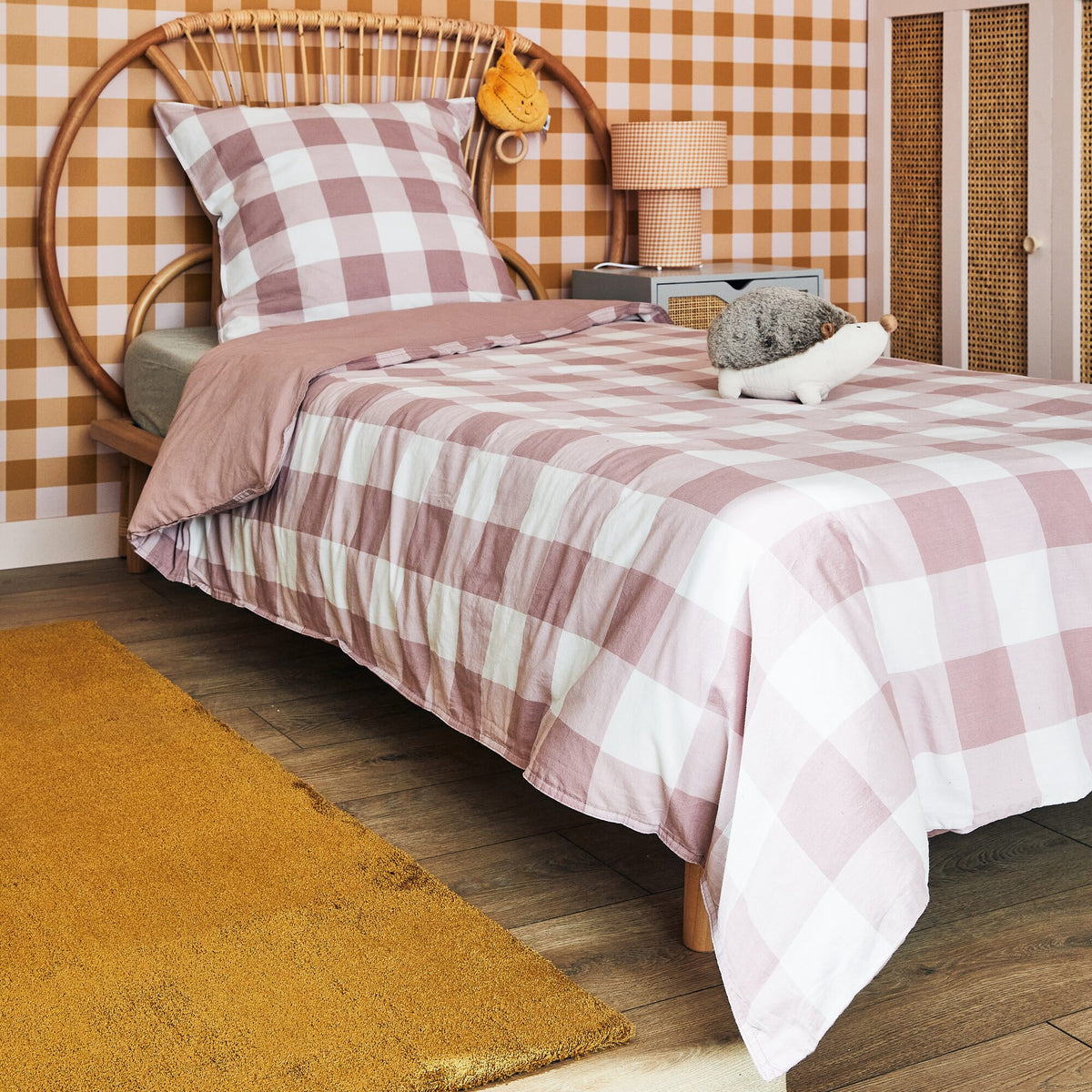 Parure de lit en coton lavé Emma Mauve