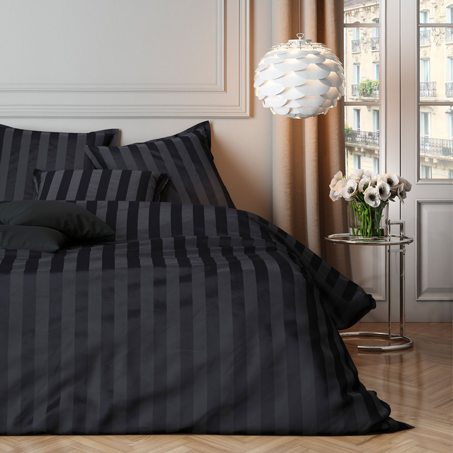 Parure de lit en satin de coton BONE anthracite 240 x 220 cm