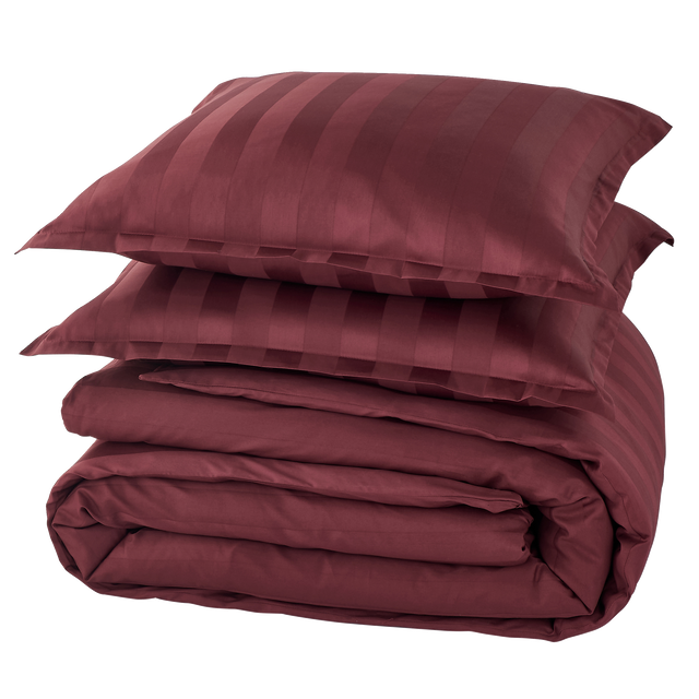 Parure de lit en satin de coton BONE bordeaux 240 x 220 cm