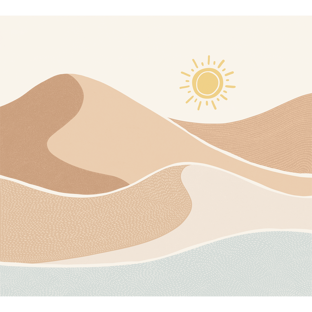 4MURS Papier peint panoramique XL Chemin des dunes Bleu pastel et terracotta rosé Mat