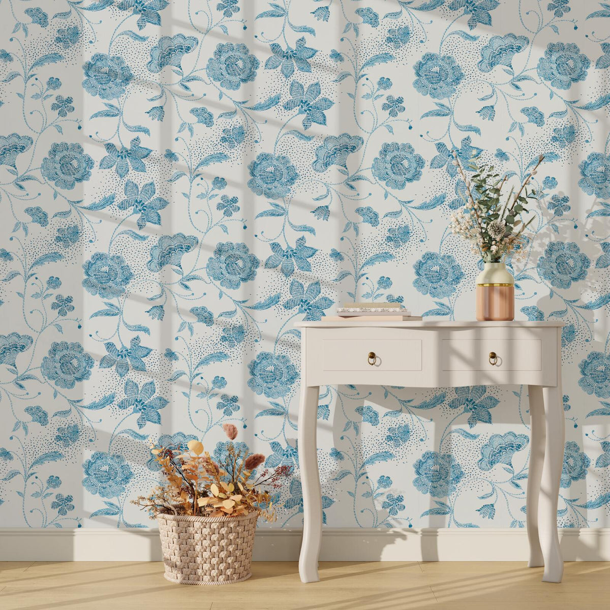 4MURS Papier peint intissé Ambroise Bleu acier