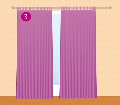 Schéma de rideaux installés aux fenêtres