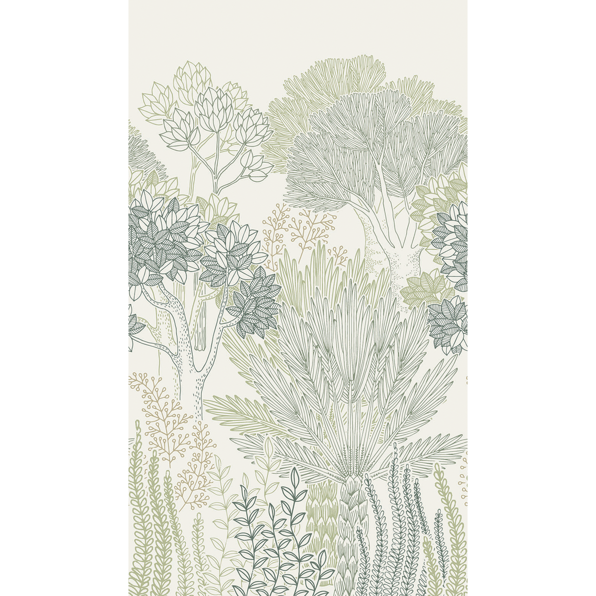 4MURS Papier peint panoramique L Cesaria Kaki Satiné