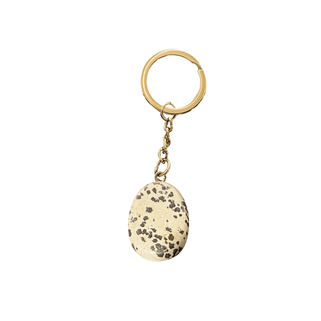 Stones Club Lithothérapie PORTE CLÉS JASPE DALMATIEN beige